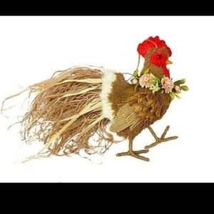 RAFFIA ROOSTER FARMHOUSE WALL DECOR BNWT SO RETIRED 1 LEFT!